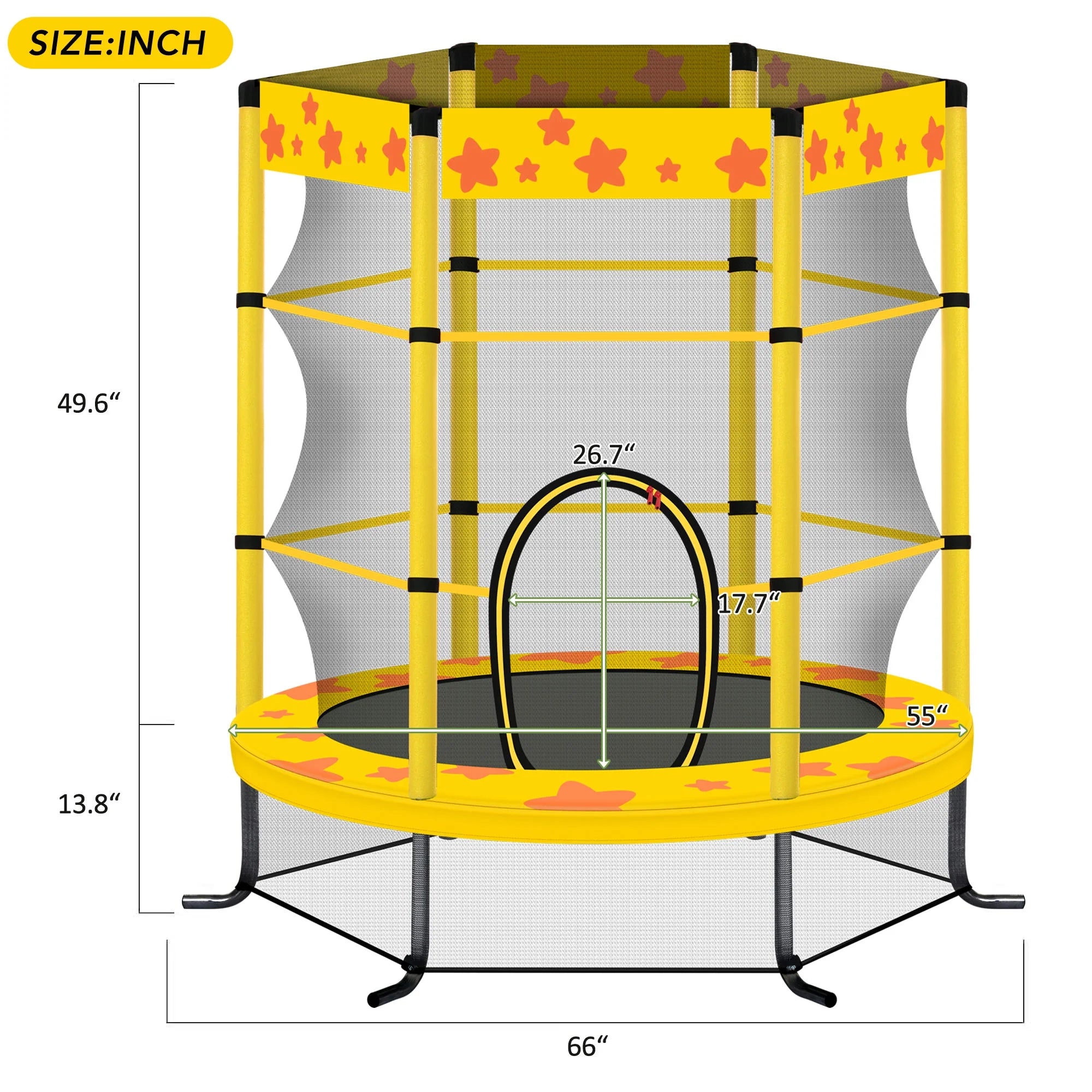 55 Inch Kids Trampoline with Safety Enclosure Net, 4.5FT Outdoor Indoor Trampoline for Kids