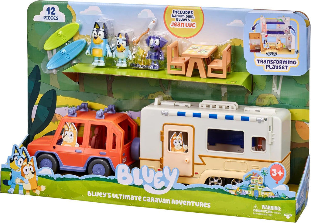 Ultimate Caravan Adventures - Caravan Playset and Three 2.5-3" Figures & 4WD Family Vehicle with 2 Surfboards, Multicolor (13096)