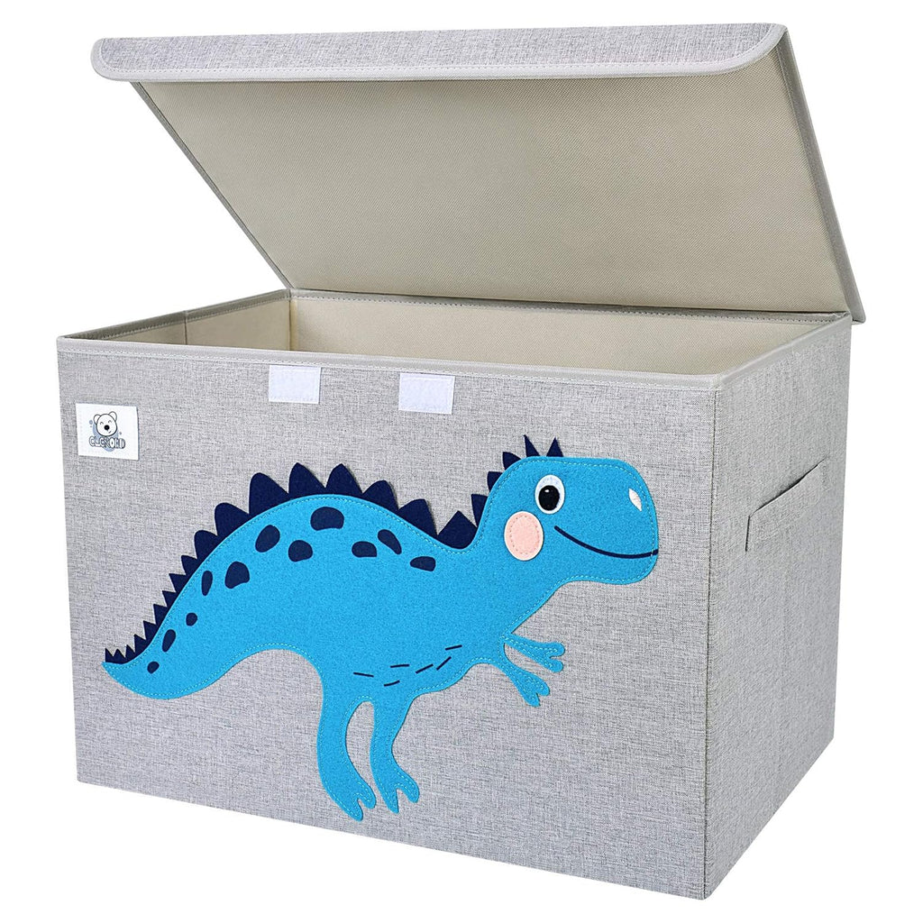 Foldable Large Kids Toy Chest with Flip-Top Lid, Collapsible Fabric Animal Toy Storage Organizer/Bin/Box/Basket/Trunk for Toddler, Children and Baby Nursery (Dinosaur)