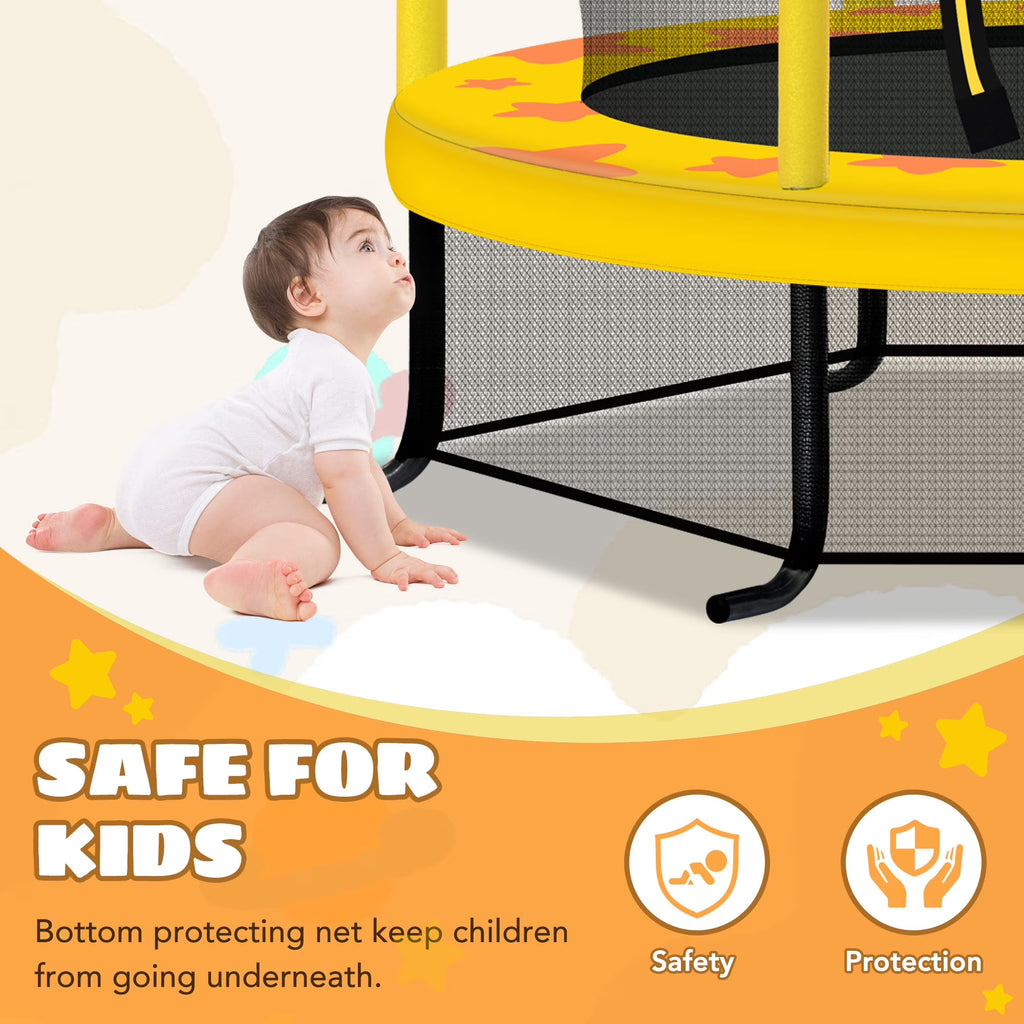 55 Inch Kids Trampoline with Safety Enclosure Net, 4.5FT Outdoor Indoor Trampoline for Kids