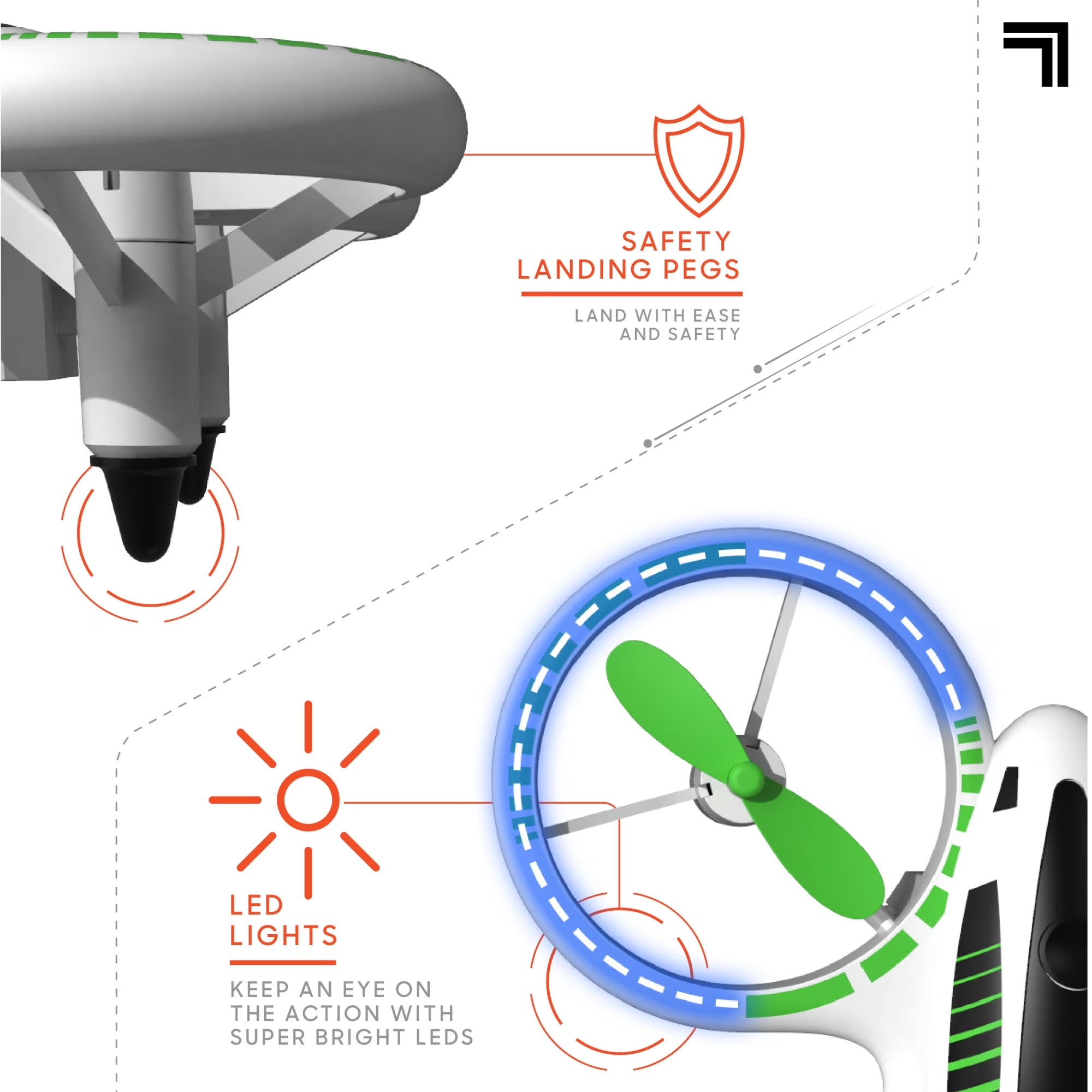 Stunt Drone for Kids with LED Lights, Assisted Landing, and 2.4Ghz Remote Control,