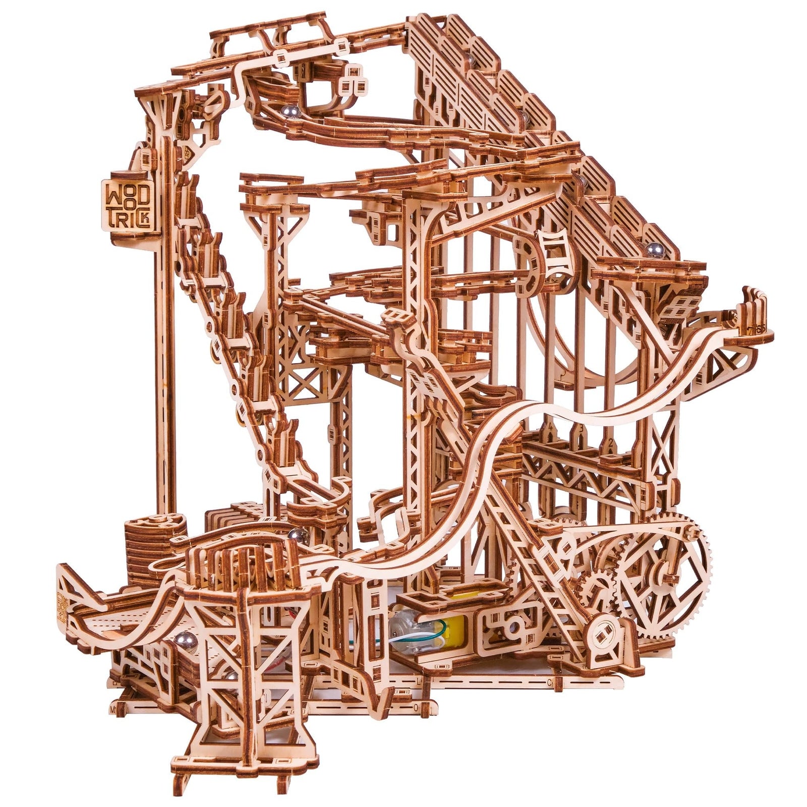 Wood Trick Wooden Marble Run Spiral Electric Motorized - Wooden 3D Puzzles Fo...