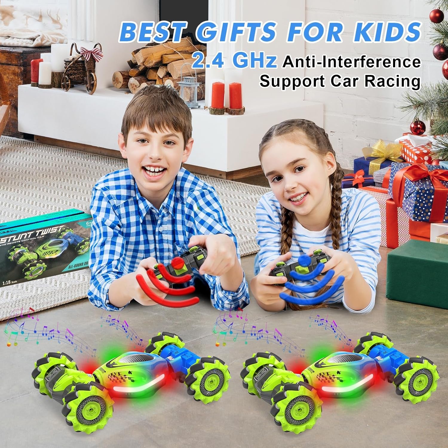 Gesture Sensing RC Stunt Car - Toys for 6-12 Years Old Boys Girls, 4WD Remote Control Car, Hand Controlled Car with Lights Music, Cool Birthday Gifts for Kids Age 6 7 8 9 10 11 12 Years Old