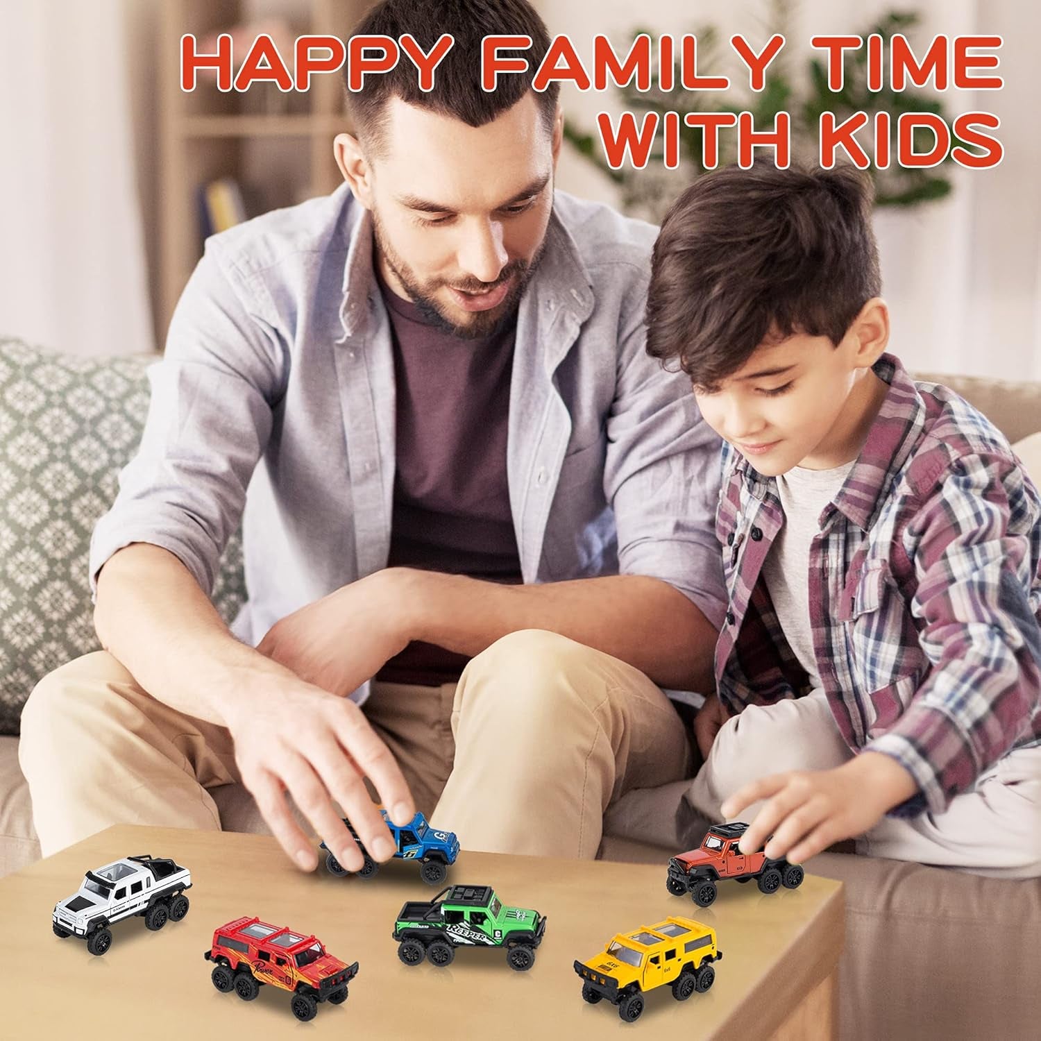 Diecast Toy Trucks 4 Pack Die Cast Metal Toy Cars Pull Back Cars Openable Doors Off-Road Vehicles Birthday Gift for Boys and Toddlers (Colorful)