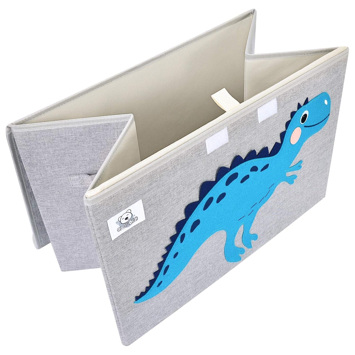 Foldable Large Kids Toy Chest with Flip-Top Lid, Collapsible Fabric Animal Toy Storage Organizer/Bin/Box/Basket/Trunk for Toddler, Children and Baby Nursery (Dinosaur)
