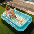 Inflatable Tanning Pool Lounger Float, 70" X 46" Large Suntan Tub with Pillow, Water Raft Floatie for Adults, Blue