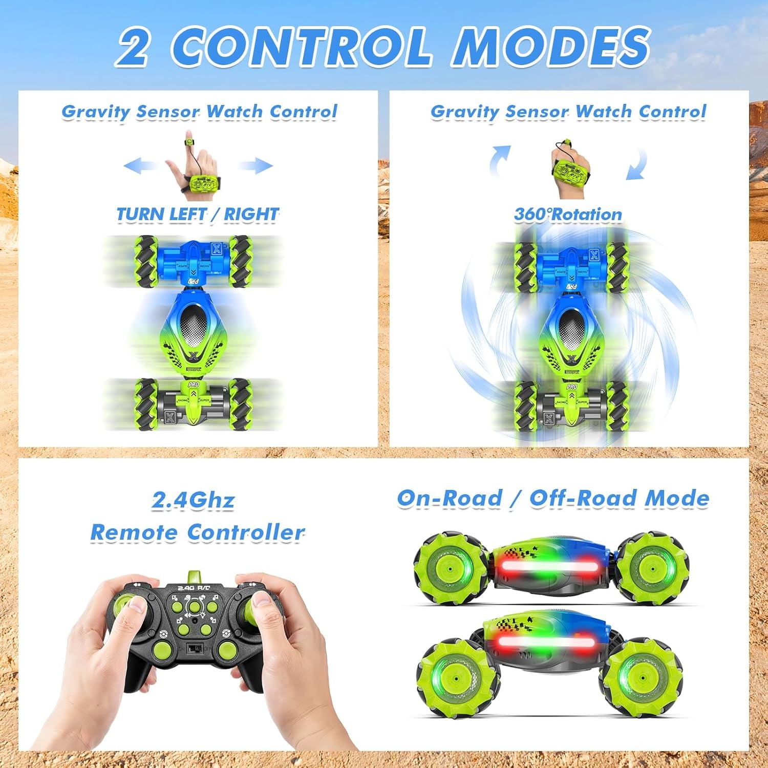 Gesture Sensing RC Stunt Car - Toys for 6-12 Years Old Boys Girls, 4WD Remote Control Car, Hand Controlled Car with Lights Music, Cool Birthday Gifts for Kids Age 6 7 8 9 10 11 12 Years Old