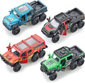 Diecast Toy Trucks 4 Pack Die Cast Metal Toy Cars Pull Back Cars Openable Doors Off-Road Vehicles Birthday Gift for Boys and Toddlers (Colorful)