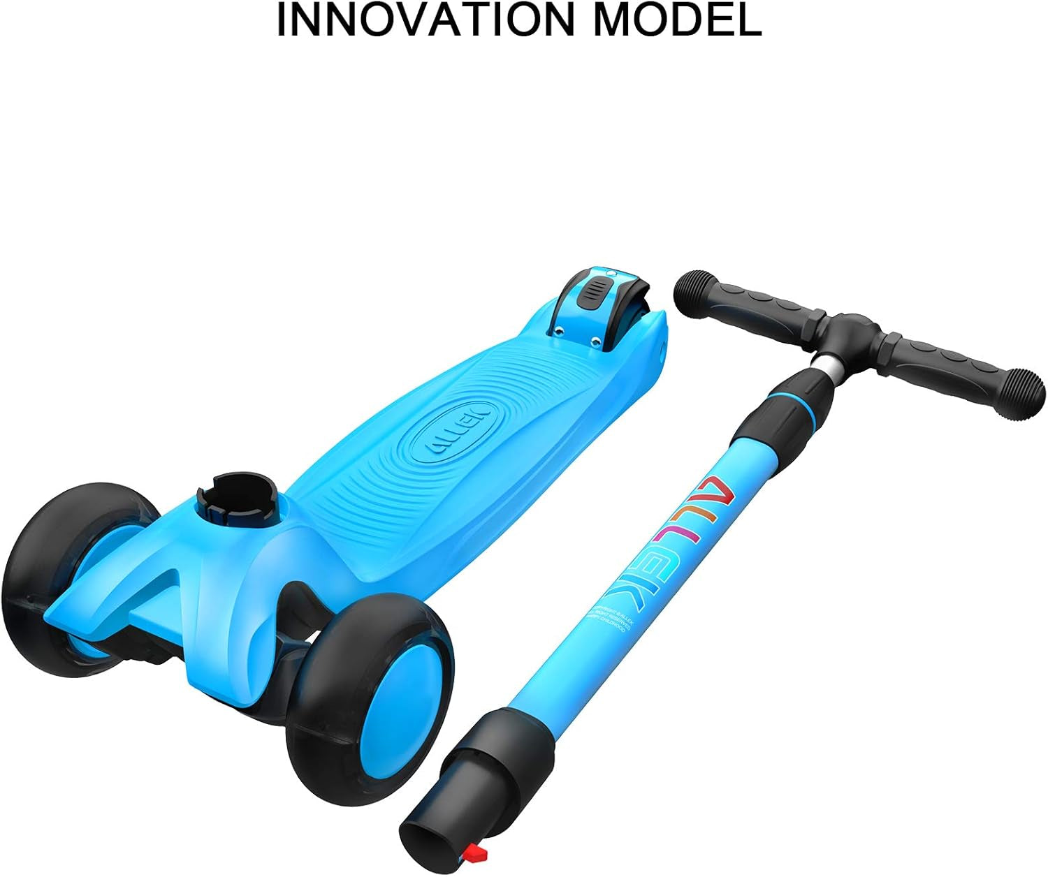 Kick Scooter B03, Lean 'N Glide 3-Wheeled Push Scooter with Extra Wide PU Light-Up Wheels, Any Height Adjustable Handlebar and Strong Thick Deck for Children from 3-12Yrs (Aqua Blue)