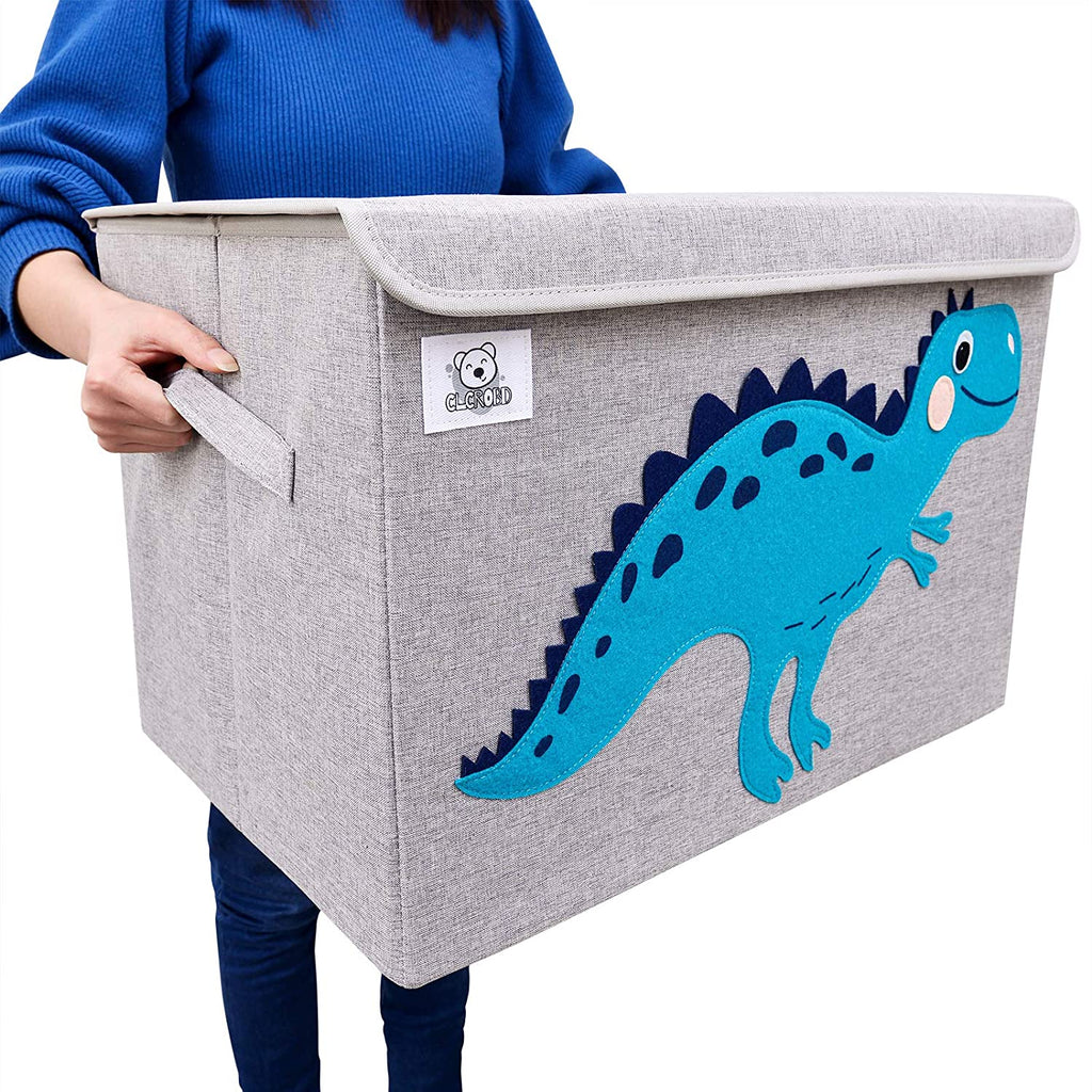 Foldable Large Kids Toy Chest with Flip-Top Lid, Collapsible Fabric Animal Toy Storage Organizer/Bin/Box/Basket/Trunk for Toddler, Children and Baby Nursery (Dinosaur)