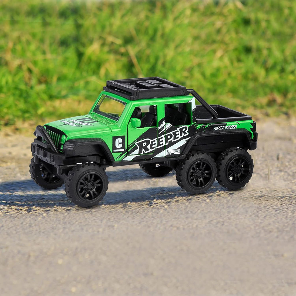 Diecast Toy Trucks 4 Pack Die Cast Metal Toy Cars Pull Back Cars Openable Doors Off-Road Vehicles Birthday Gift for Boys and Toddlers (Colorful)