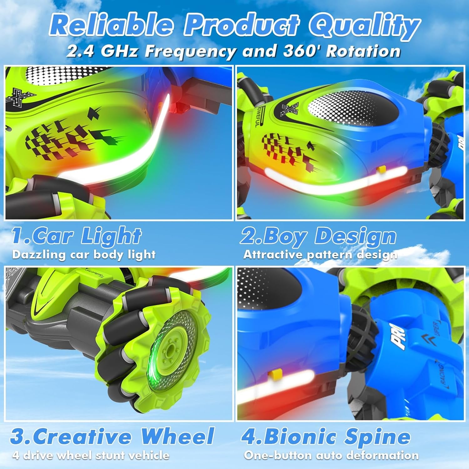 Gesture Sensing RC Stunt Car - Toys for 6-12 Years Old Boys Girls, 4WD Remote Control Car, Hand Controlled Car with Lights Music, Cool Birthday Gifts for Kids Age 6 7 8 9 10 11 12 Years Old